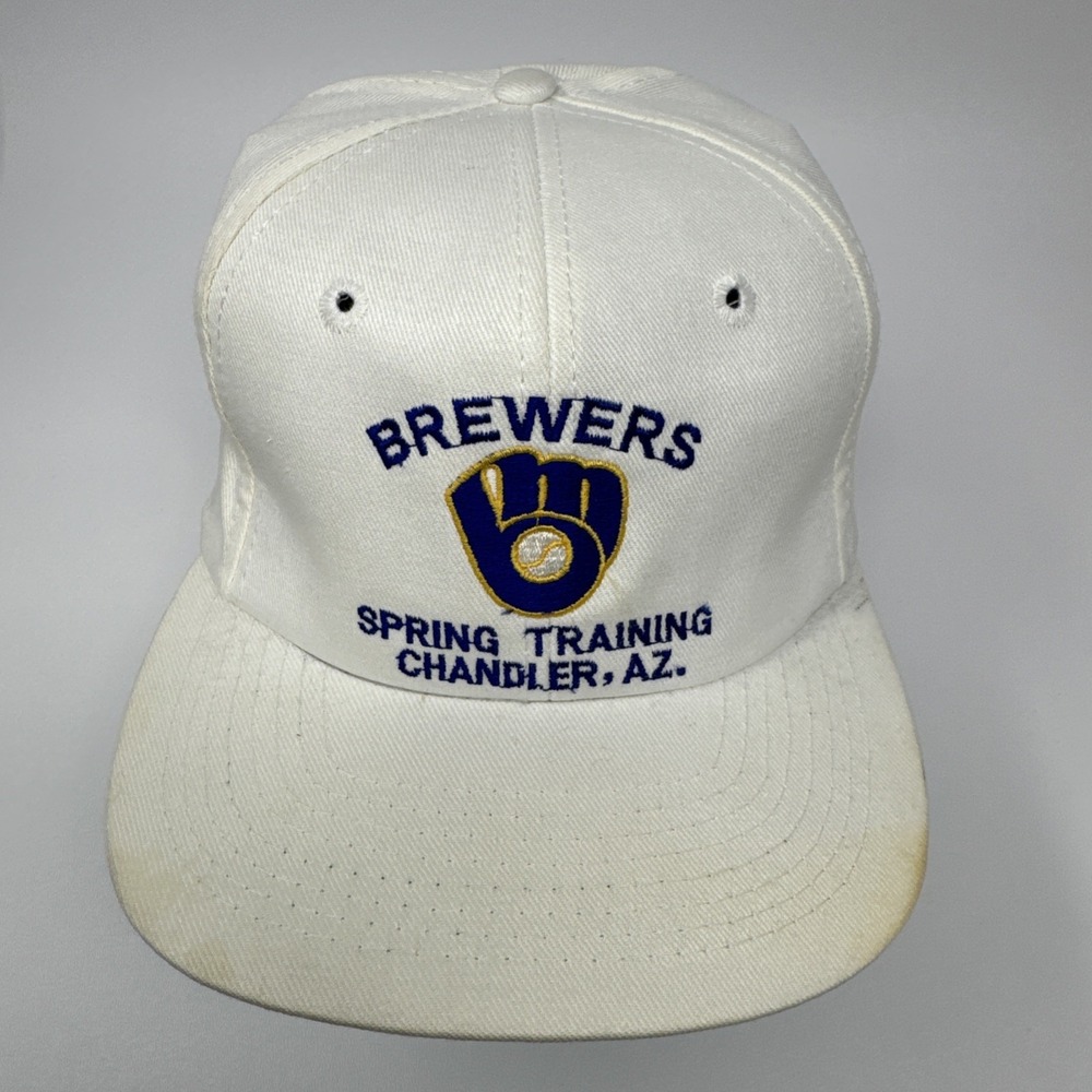 Vintage Milwaukee Brewers Hat Cap Mens White Twin Taiwan Made